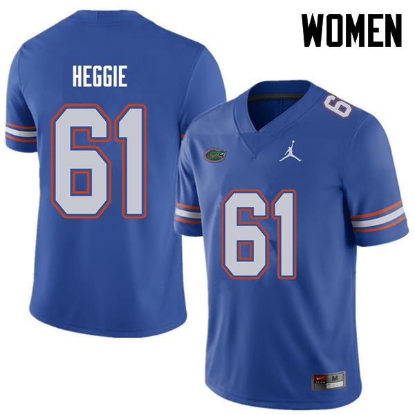 NCAA Florida Gators Brett Heggie Women's #61 Jordan Brand Royal Stitched Authentic College Football Jersey HHP6364NN